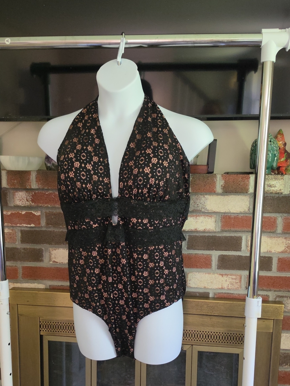 Swimsuits For All Black Lace Bathing Suit With Black Lace And Nude Underlay